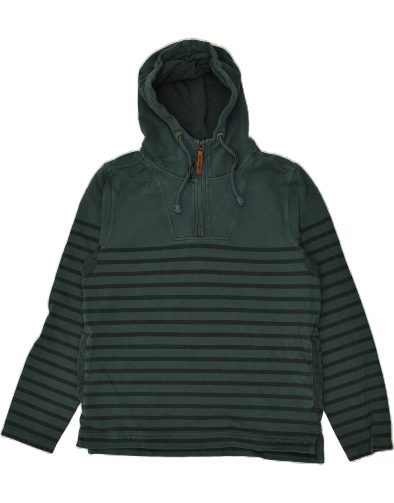 FAT FACE Mens Zip Neck Hoodie Jumper Medium Green Striped Cotton | Vintage Fat Face | Thrift | Second-Hand Fat Face | Used Clothing | Messina Hembry 