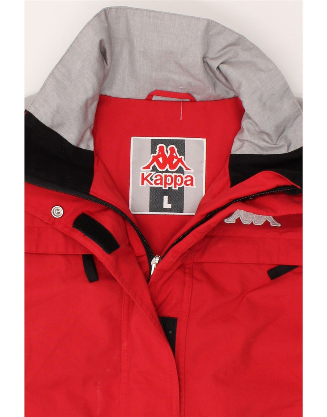 KAPPA Womens Windbreaker Jacket UK 16 Large Red Colourblock Polyester Vintage Kappa and Second-Hand Kappa from Messina Hembry 
