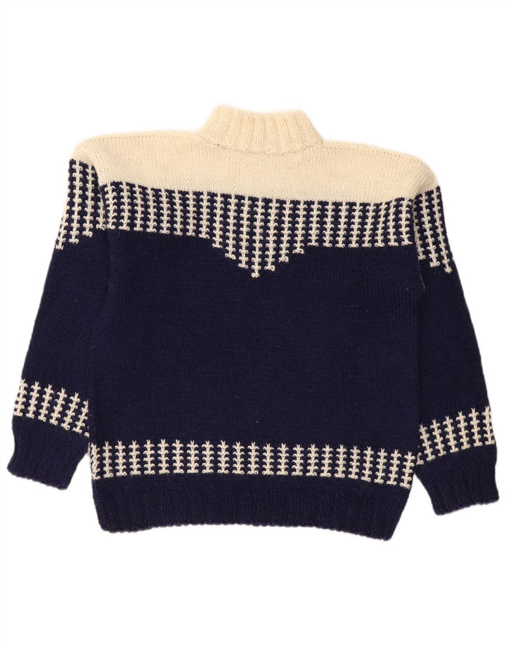 VINTAGE Womens Turtle Neck Jumper Sweater UK 14 Medium Navy Blue