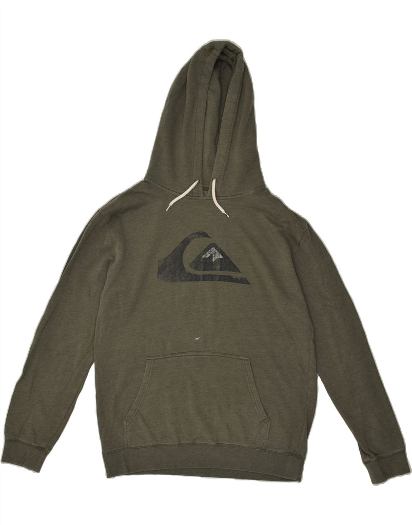 QUIKSILVER Mens Graphic Hoodie Jumper Medium Khaki | Vintage Quiksilver | Thrift | Second-Hand Quiksilver | Used Clothing | Messina Hembry 