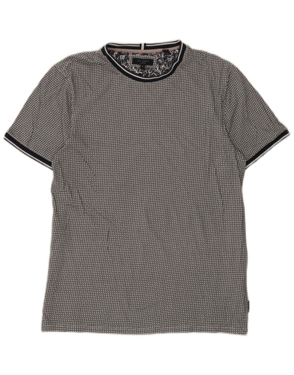 Ted Baker Mens T-Shirt Top Size 3 Medium Navy Blue Spotted Cotton