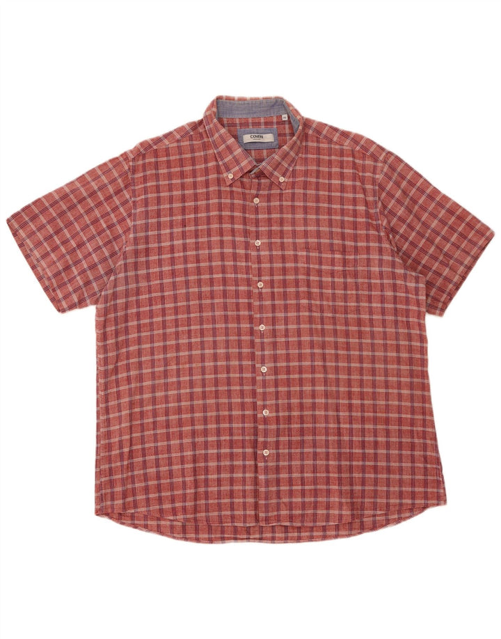 Coveri Mens Short Sleeve Shirt 3XL Red Check