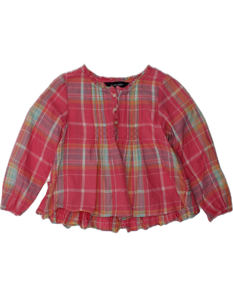 RALPH LAUREN Girls Long Sleeve Blouse Top 2-3 Years Pink Check Cotton | Vintage Ralph Lauren | Thrift | Second-Hand Ralph Lauren | Used Clothing | Messina Hembry 