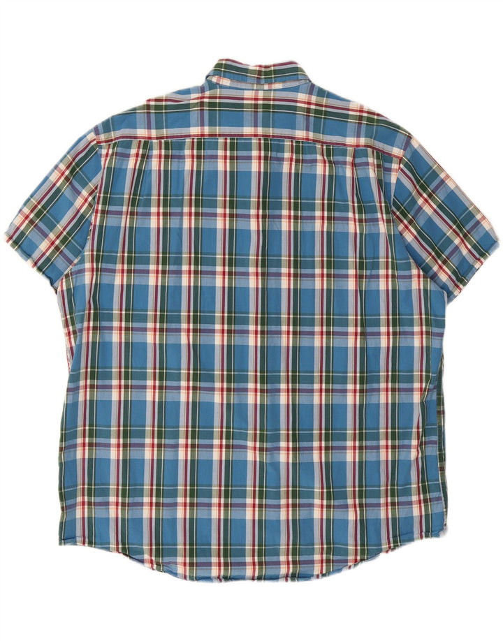 IZOD Mens Short Sleeve Shirt 2XL Blue Check Cotton Vintage Izod and Second-Hand Izod from Messina Hembry 