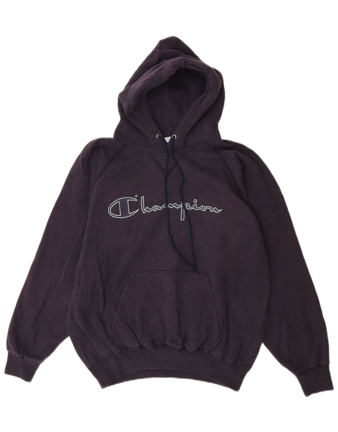 Champion Mens Graphic Hoodie Jumper Medium Navy Blue Cotton