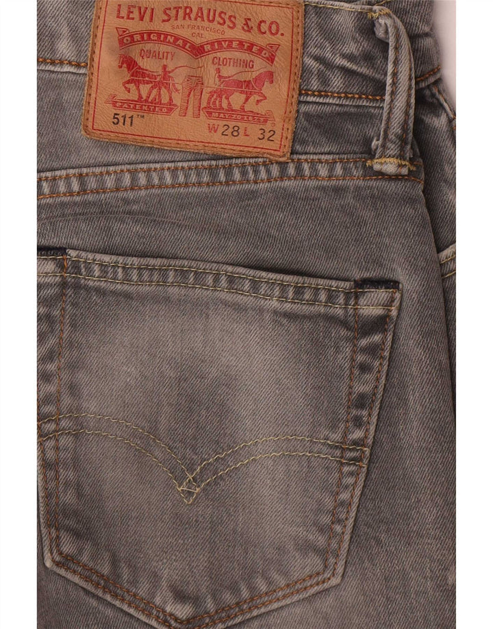 Levi's Mens 511 Slim Jeans W28 L32 Grey Cotton