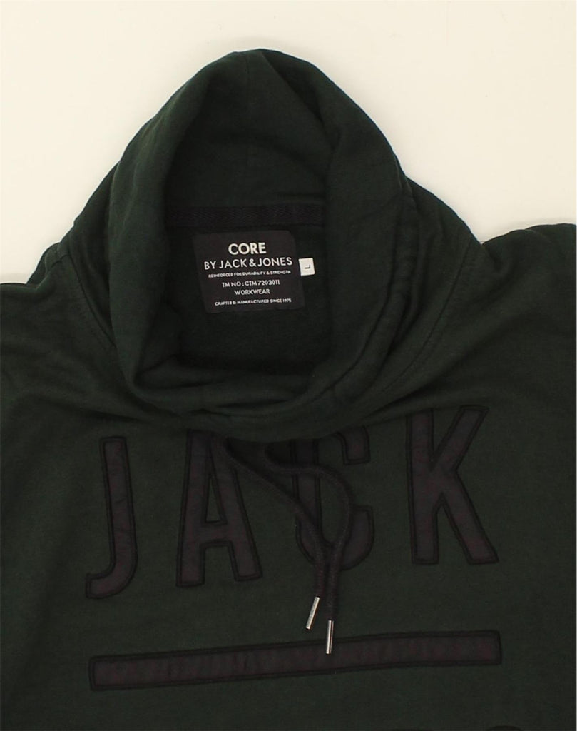 JACK & JONES Mens Graphic Roll Neck Sweatshirt Jumper Large Green Cotton | Vintage Jack & Jones | Thrift | Second-Hand Jack & Jones | Used Clothing | Messina Hembry 