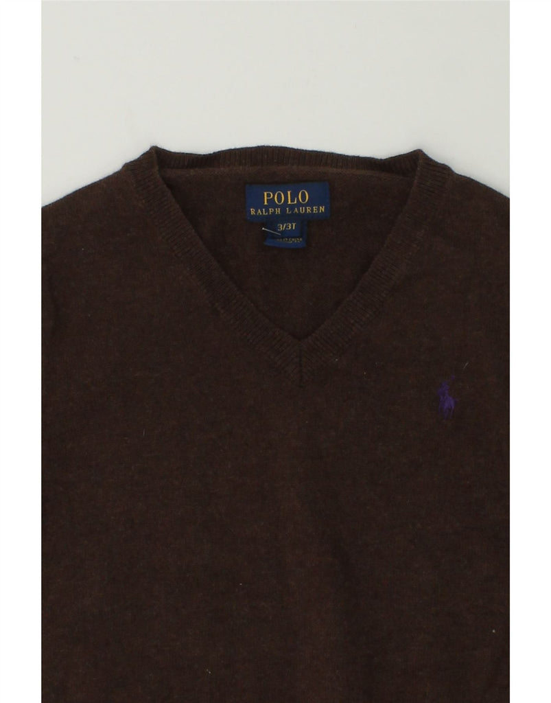 POLO RALPH LAUREN Boys V-Neck Jumper Sweater 2-3 Years Brown Cotton | Vintage Polo Ralph Lauren | Thrift | Second-Hand Polo Ralph Lauren | Used Clothing | Messina Hembry 