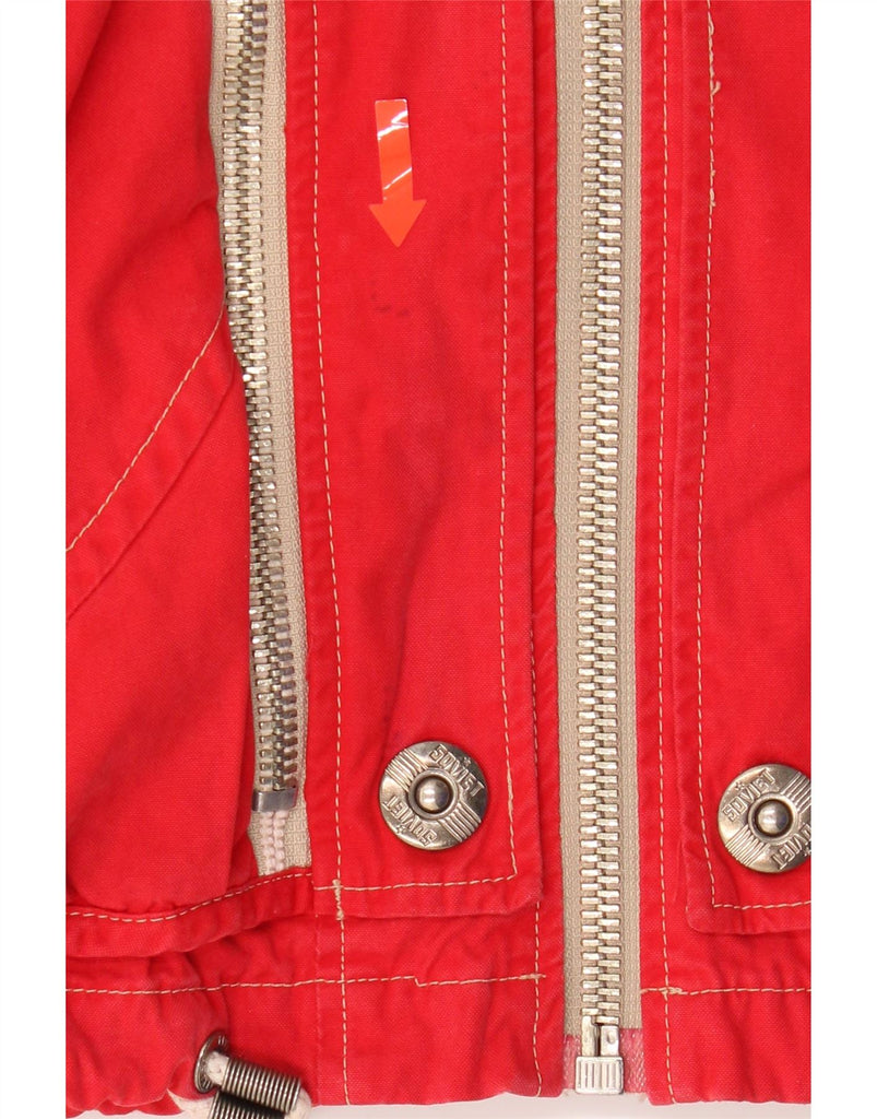 VINTAGE Mens Hooded Windbreaker Jacket UK 36 Small Red Cotton Vintage Vintage and Second-Hand Vintage from Messina Hembry 