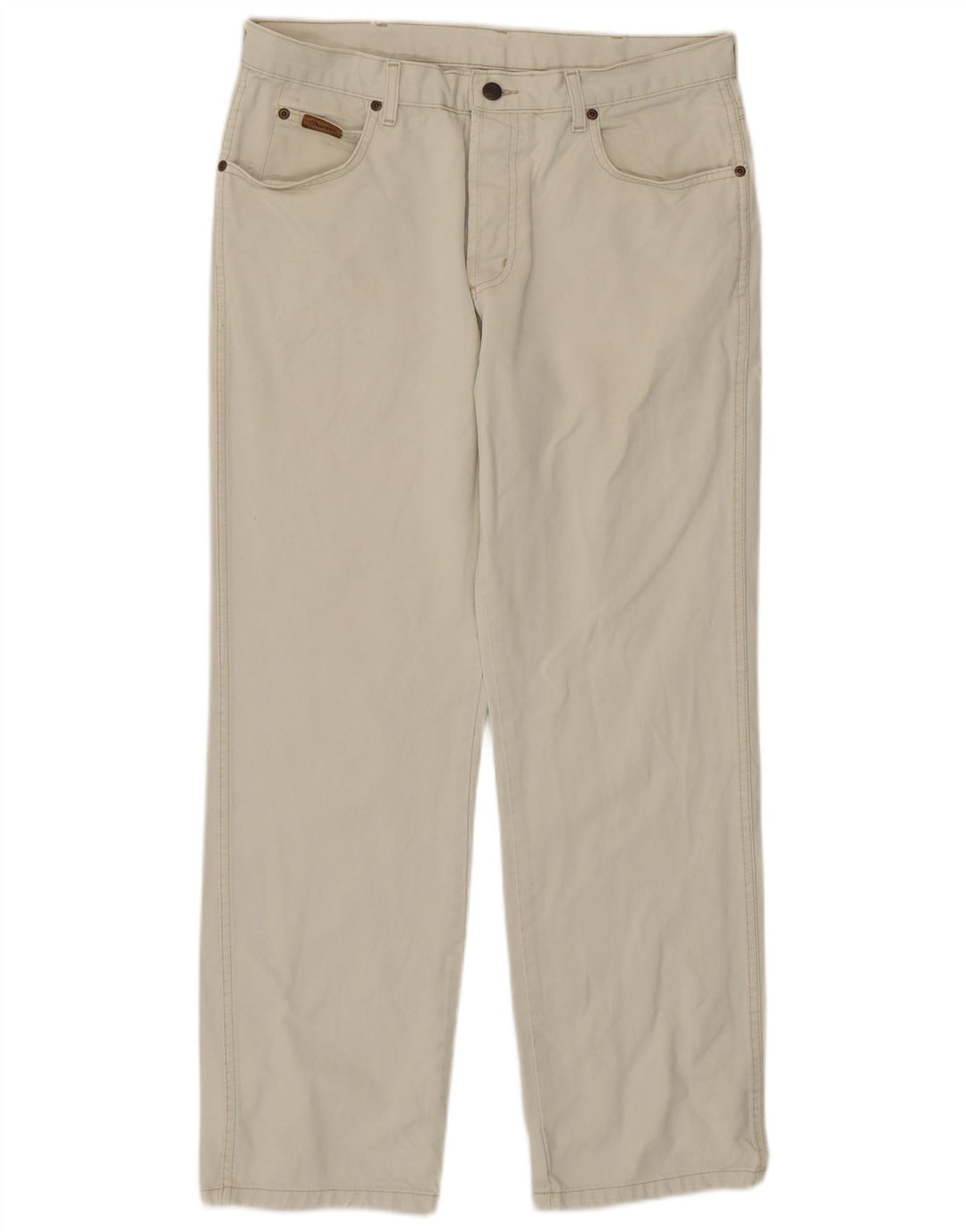 Wrangler Mens Straight Jeans W34 L30 Off White Cotton