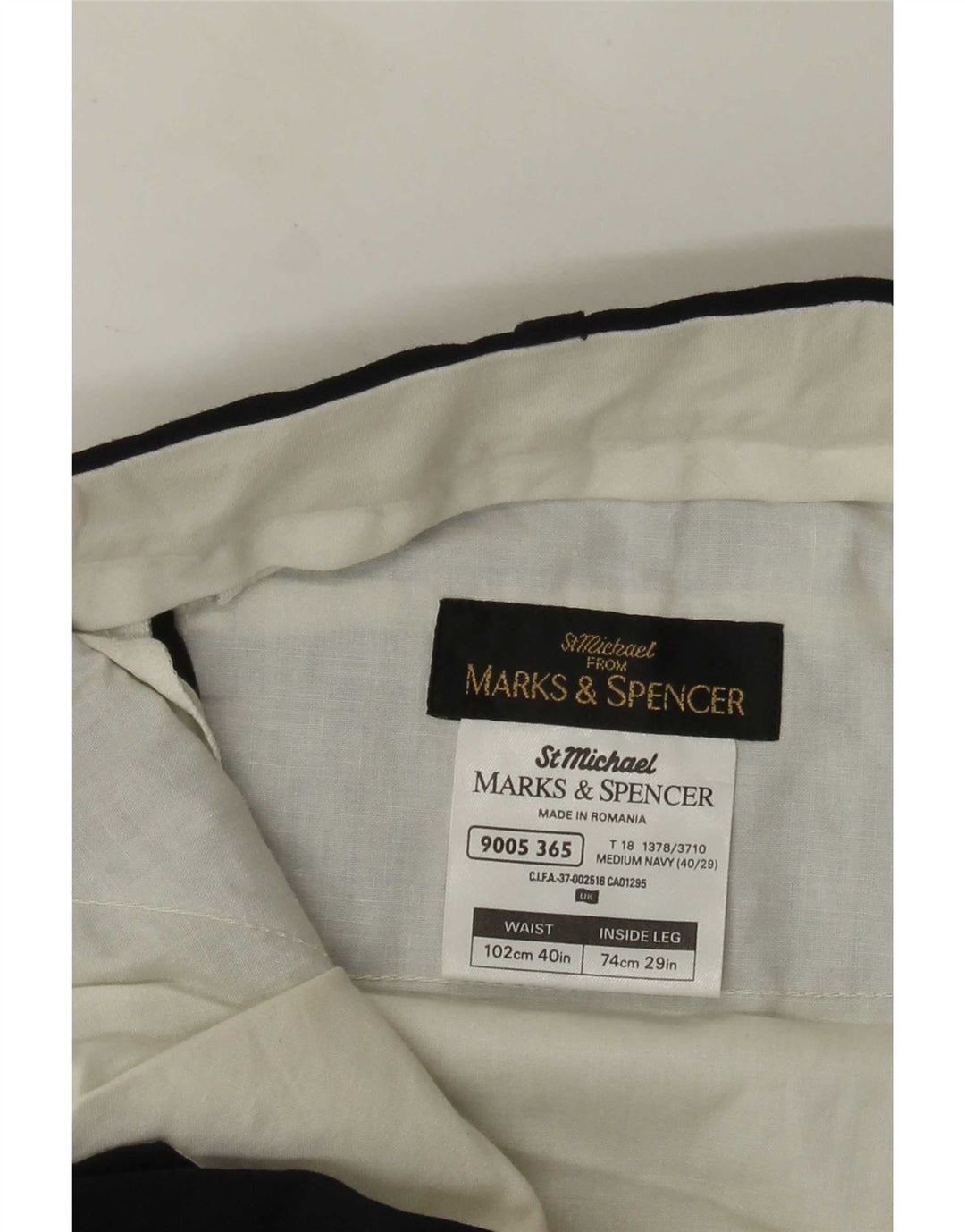 Marks & Spencer Mens Straight Suit Trousers W40 L29 Navy Blue Polyester