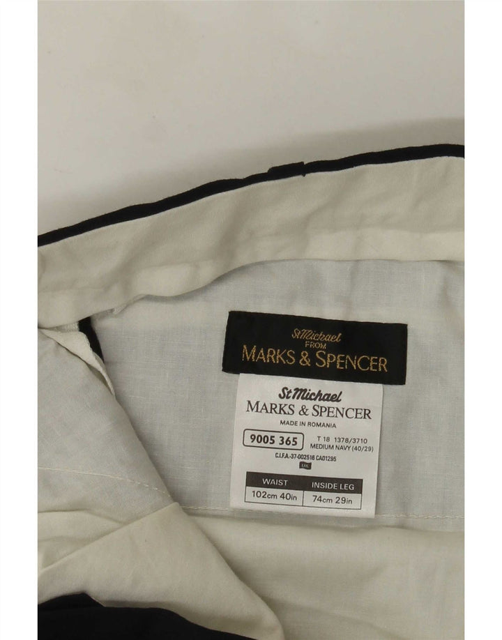 Marks & Spencer Mens Straight Suit Trousers W40 L29 Navy Blue Polyester