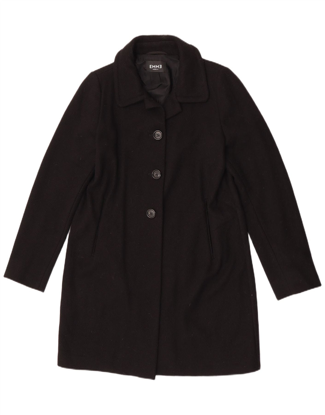 Marella Womens Overcoat UK 14 Large Black Virgin Wool