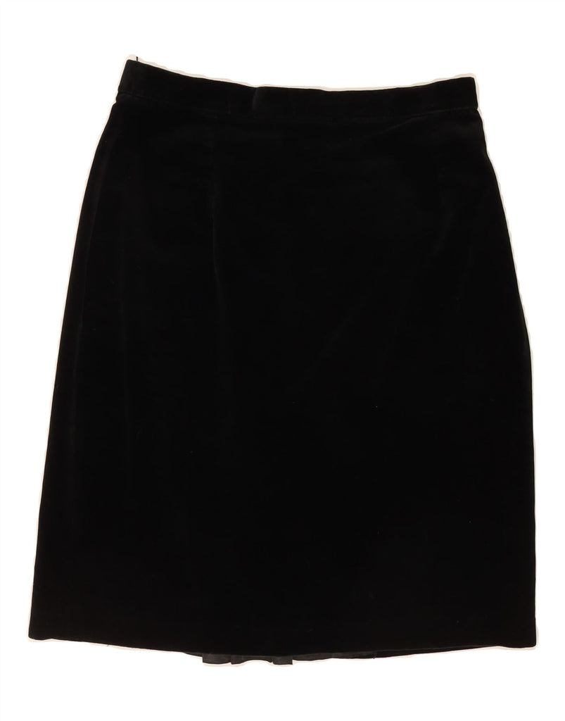 ETAM Womens Velvet High Waist A-Line Skirt UK 16 Large W30  Black Cotton Vintage Etam and Second-Hand Etam from Messina Hembry 