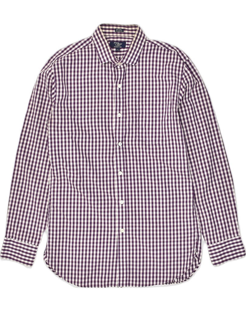 J. CREW Mens Wrinkle Free Shirt Size 15 15 1/2 Medium Purple Gingham | Vintage J. Crew | Thrift | Second-Hand J. Crew | Used Clothing | Messina Hembry 