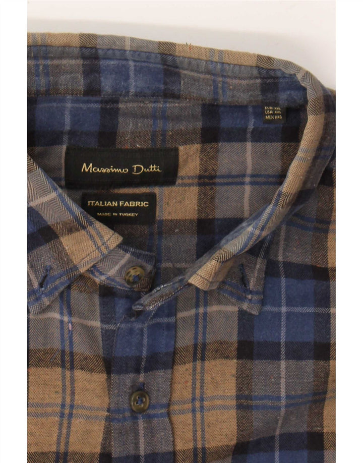 Massimo Dutti Mens Flannel Shirt 2XL Brown Check