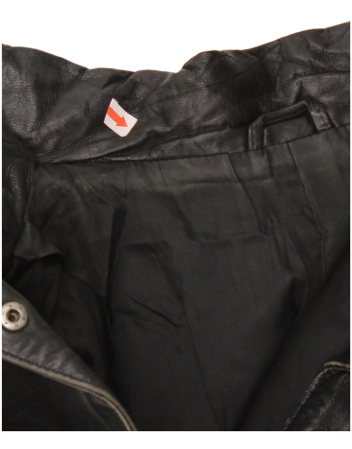VINTAGE Womens Oversized Leather Jacket EU 42 Large Black Leather