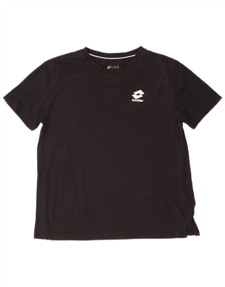 LOTTO Womens T-Shirt Top UK 16 Large Black Cotton