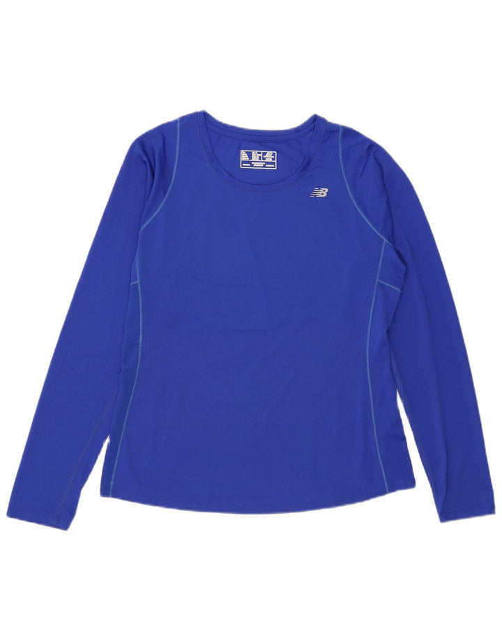 New Balance Womens Top Long Sleeve UK 14 Large Blue Polyester