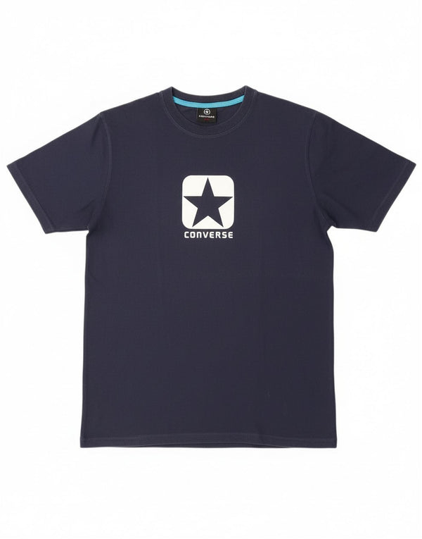 Converse Mens Graphic T-Shirt Top Large Navy Blue Cotton
