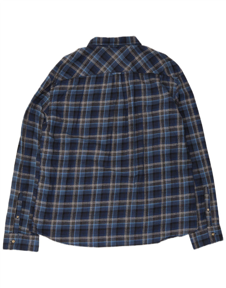 MARKS & SPENCER Mens Tailored Fit Flannel Shirt 2XL Blue Check Cotton