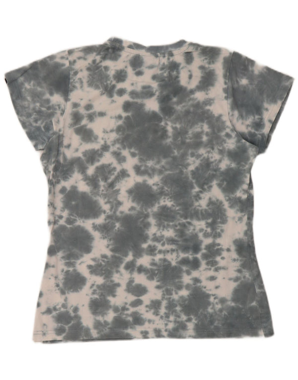 Ellesse Womens Graphic T-Shirt Top UK 12 Medium  Grey Tie Dye Cotton