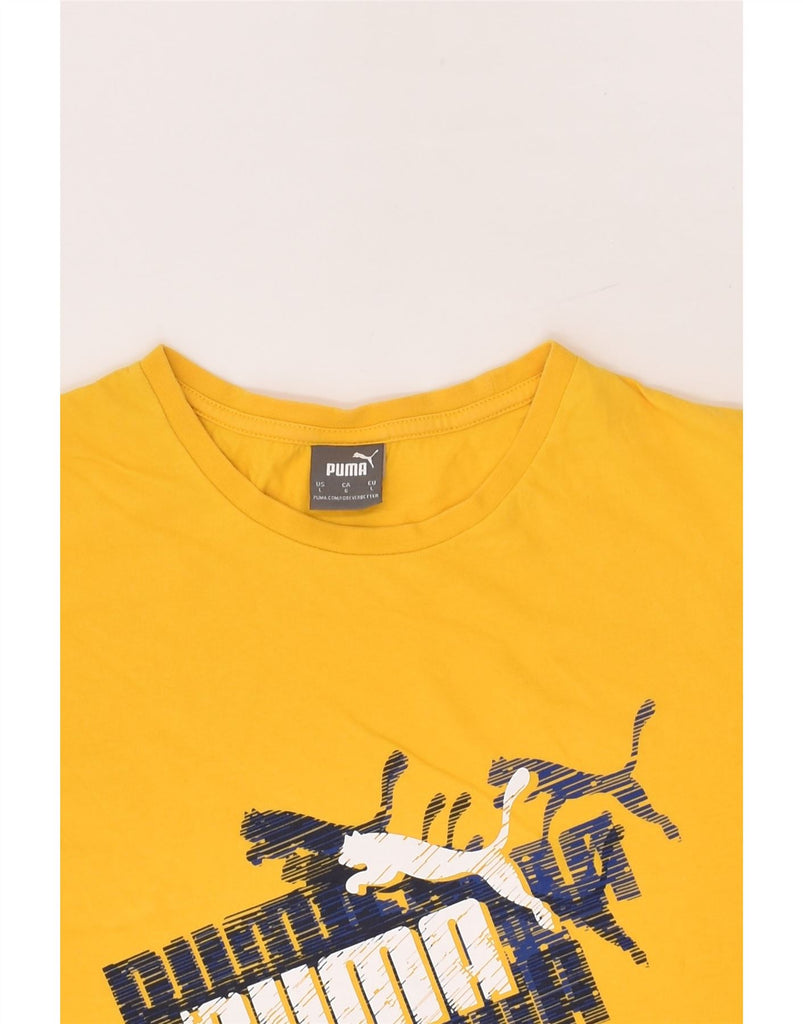 PUMA Mens Graphic T-Shirt Top Large Yellow Cotton | Vintage Puma | Thrift | Second-Hand Puma | Used Clothing | Messina Hembry 