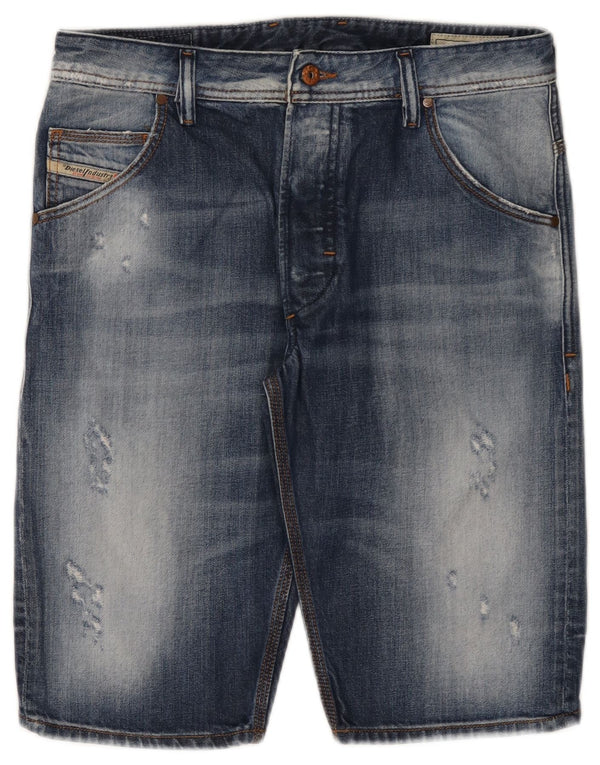 Diesel Mens Distressed Denim Shorts W29 Small Blue Cotton