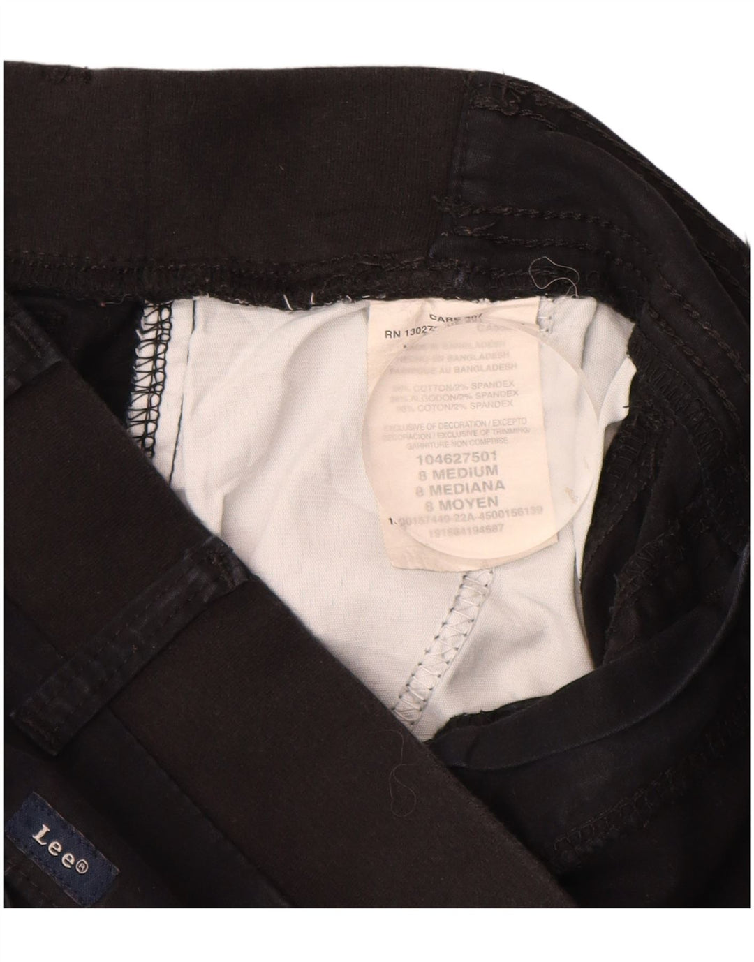 Lee Womens Mid Rise Relaxed Fit Cargo Shorts US 8 Medium W30  Black Cotton