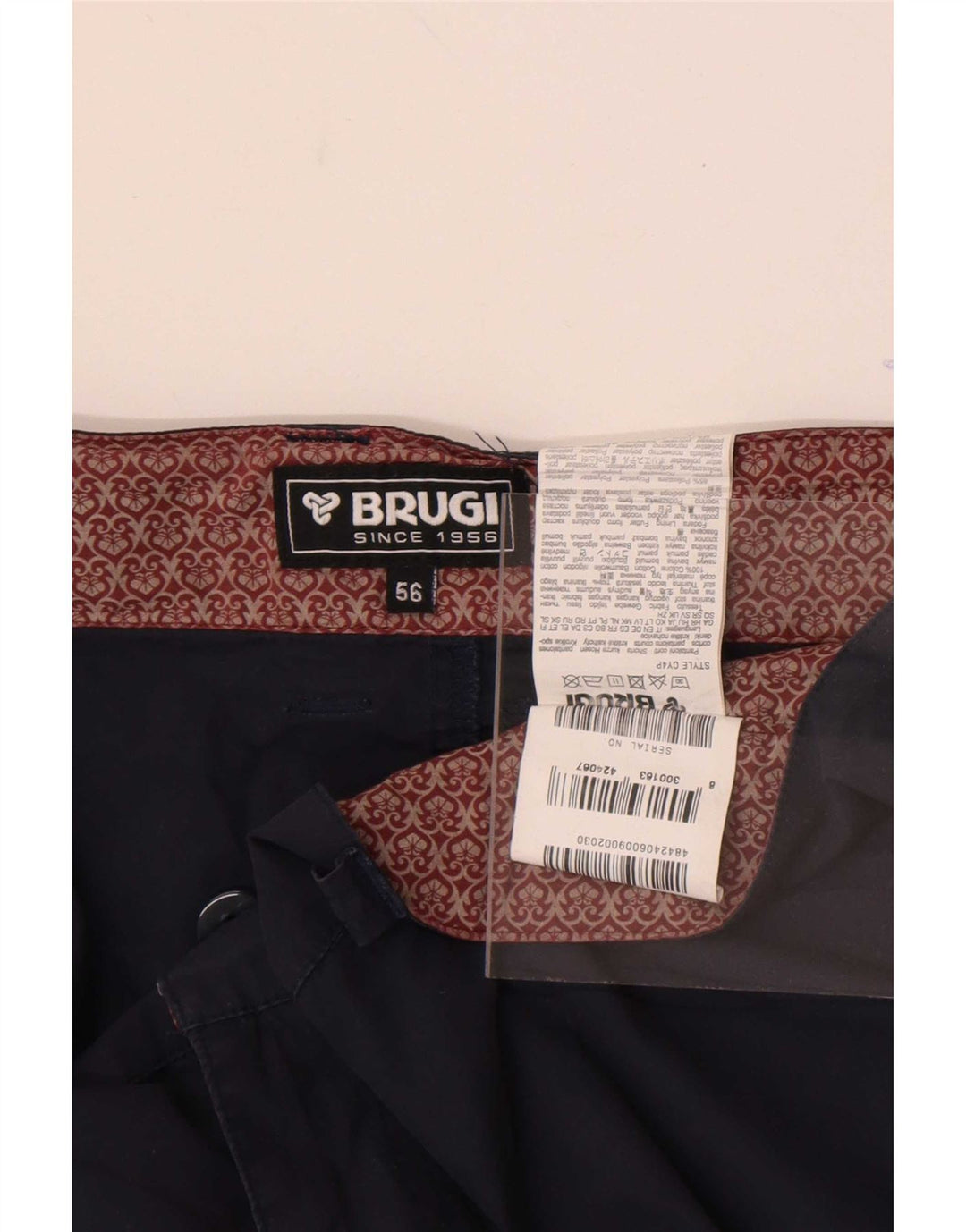 Brugi Mens Chino Shorts W38 XL Navy Blue Cotton