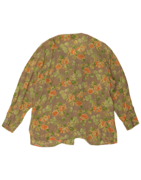 Persona Womens Shirt Blouse Size 19 Small Beige Floral Silk