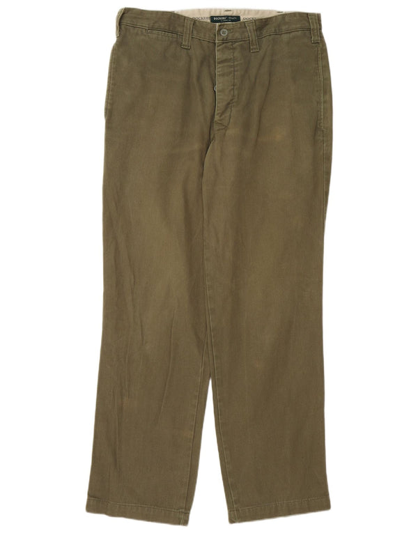 Dockers Mens Straight Chino Trousers W33 L31 Khaki Cotton