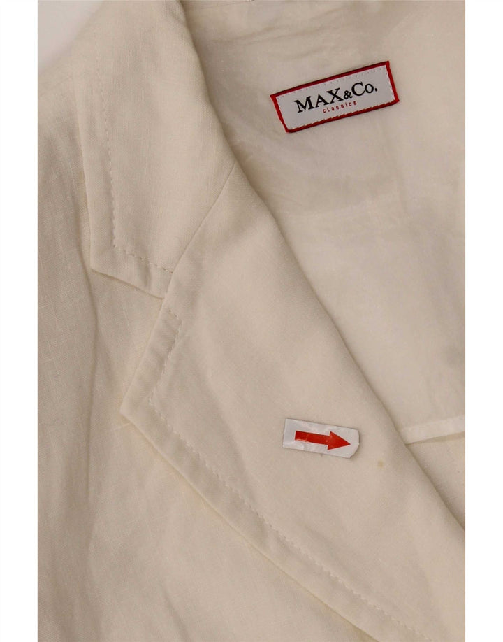 Max & Co. Womens 3 Button Blazer Jacket UK 8 Small White Linen