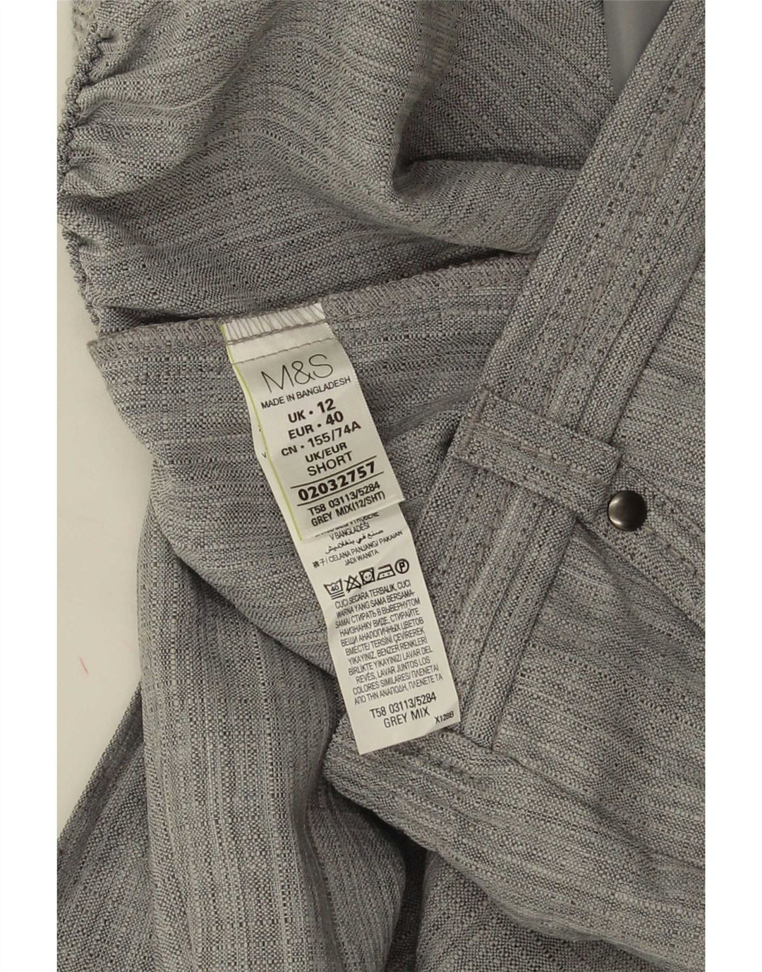 Marks & Spencer Womens Short Casual Trousers UK 12 Medium W30 L27 Grey