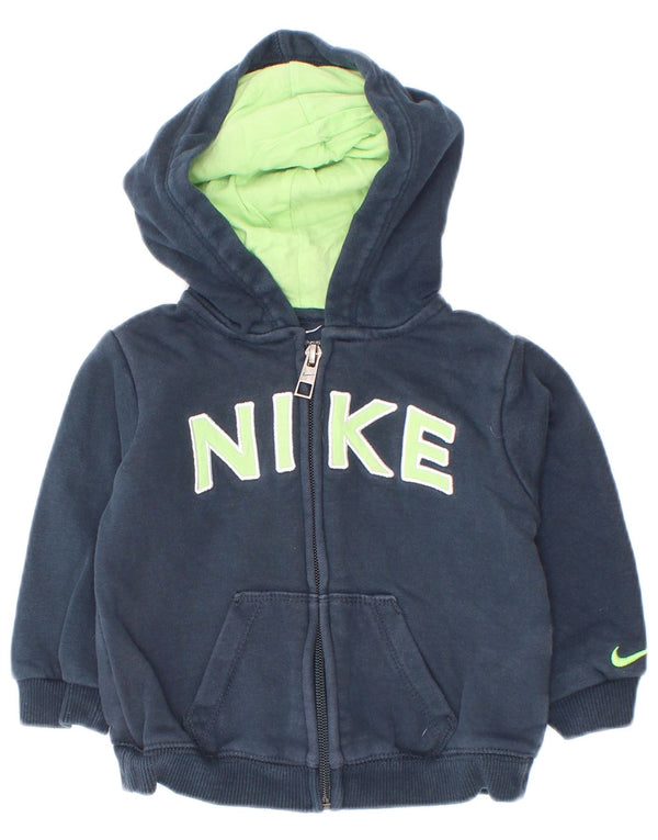 Nike Baby Boys Graphic Zip Hoodie Sweater 9-12 Months Navy Blue Cotton