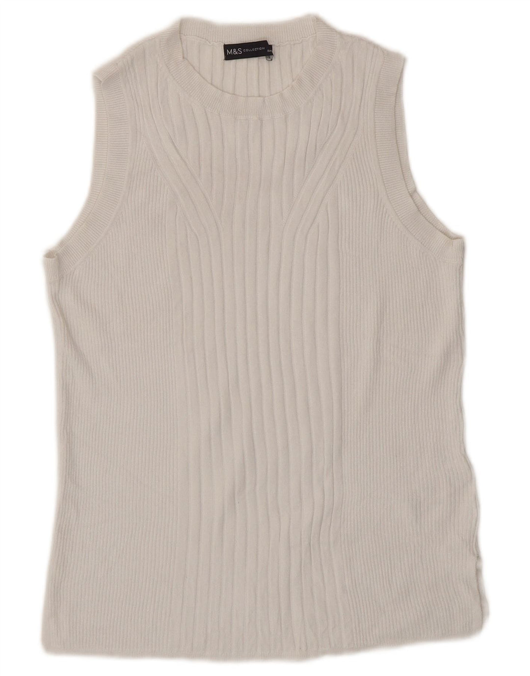 Marks & Spencer Womens Vest Tank Top UK 14 Large White Viscose
