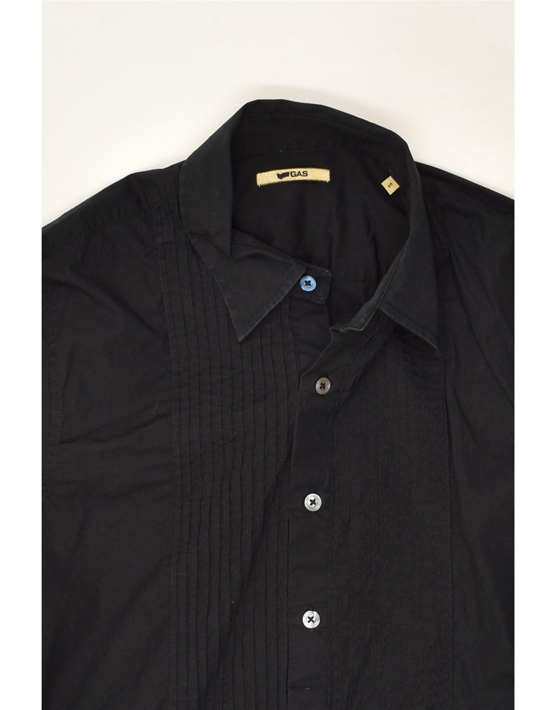 GAS Mens Tuxedo Shirt Small Black Cotton | Vintage Gas | Thrift | Second-Hand Gas | Used Clothing | Messina Hembry 