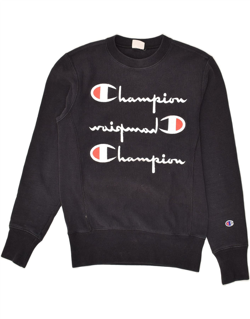 CHAMPION Womens Graphic Sweatshirt Jumper Small Navy Blue | Vintage Champion | Thrift | Second-Hand Champion | Used Clothing | Messina Hembry 