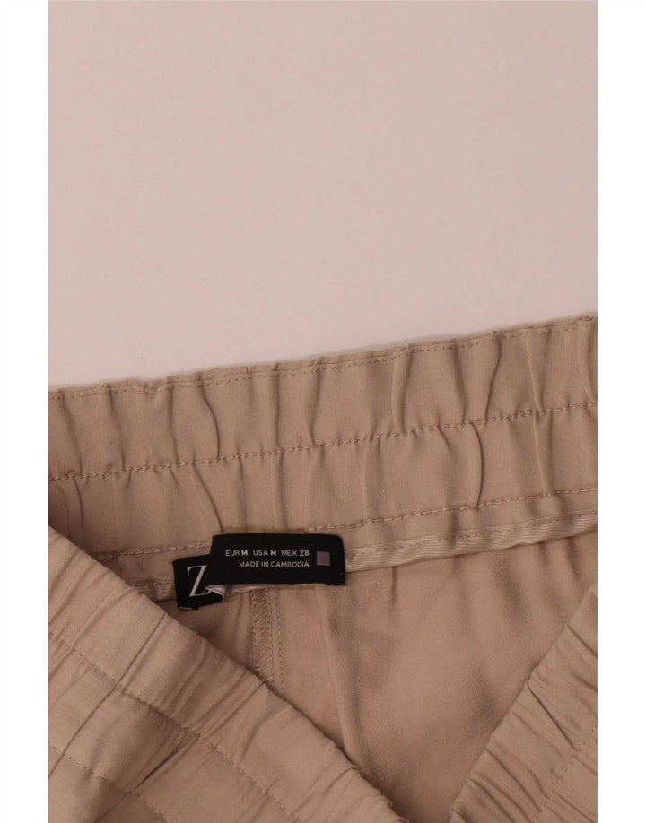 Zara Womens Cropped Trousers Medium W28 L25 Beige Viscose