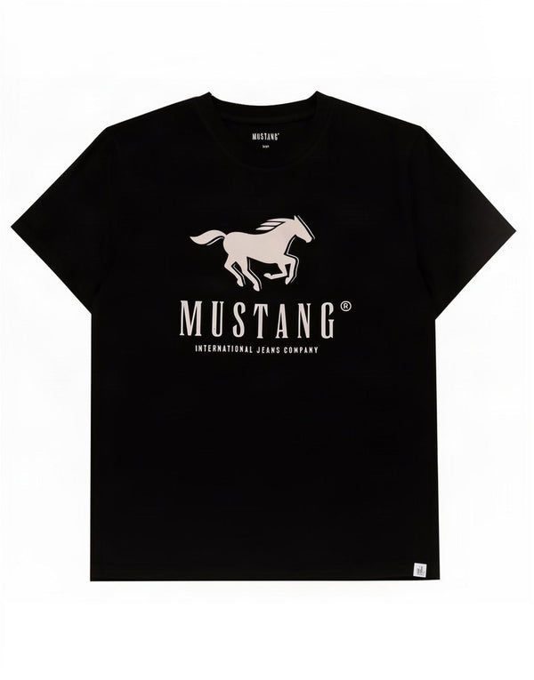 Mustang Womens Graphic T-Shirt Top UK 16 Large Black Cotton