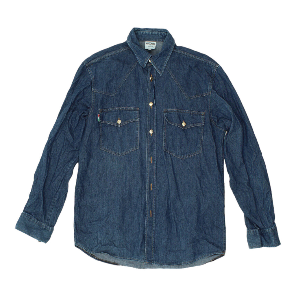 Moschino Junior Boys Blue Denim Shirt | Vintage High End Kids Designer VTG | Vintage Messina Hembry | Thrift | Second-Hand Messina Hembry | Used Clothing | Messina Hembry 