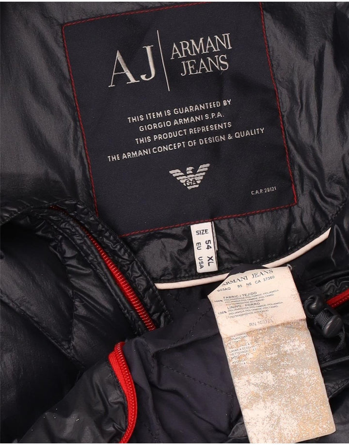 Armani Jeans Mens Padded Jacket EU 54 2XL Navy Blue Polyamide