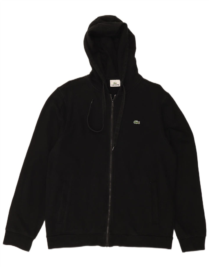Lacoste Mens Zip Hoodie Sweater Size 5 Large Black Cotton