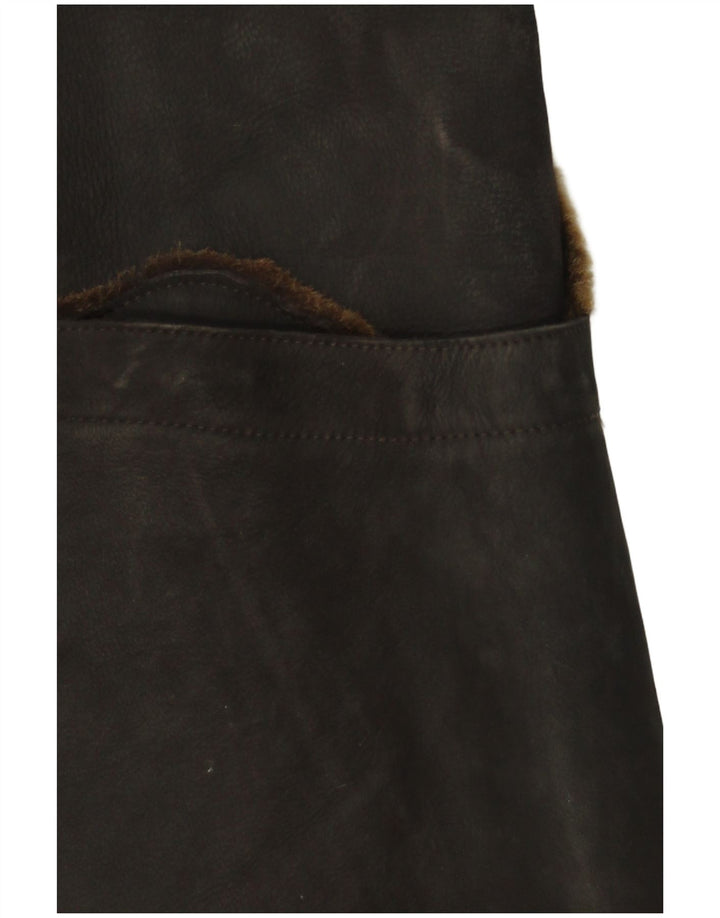 VINTAGE Womens Suede Overcoat UK 16 Large Brown