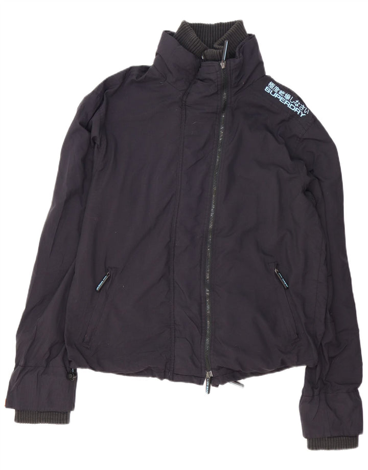 Superdry Womens Graphic Rain Jacket UK 20 2XL Navy Blue Polyester