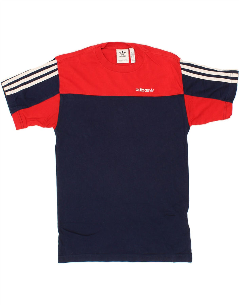 ADIDAS Mens T-Shirt Top XS Navy Blue Colourblock Cotton Vintage Adidas and Second-Hand Adidas from Messina Hembry 