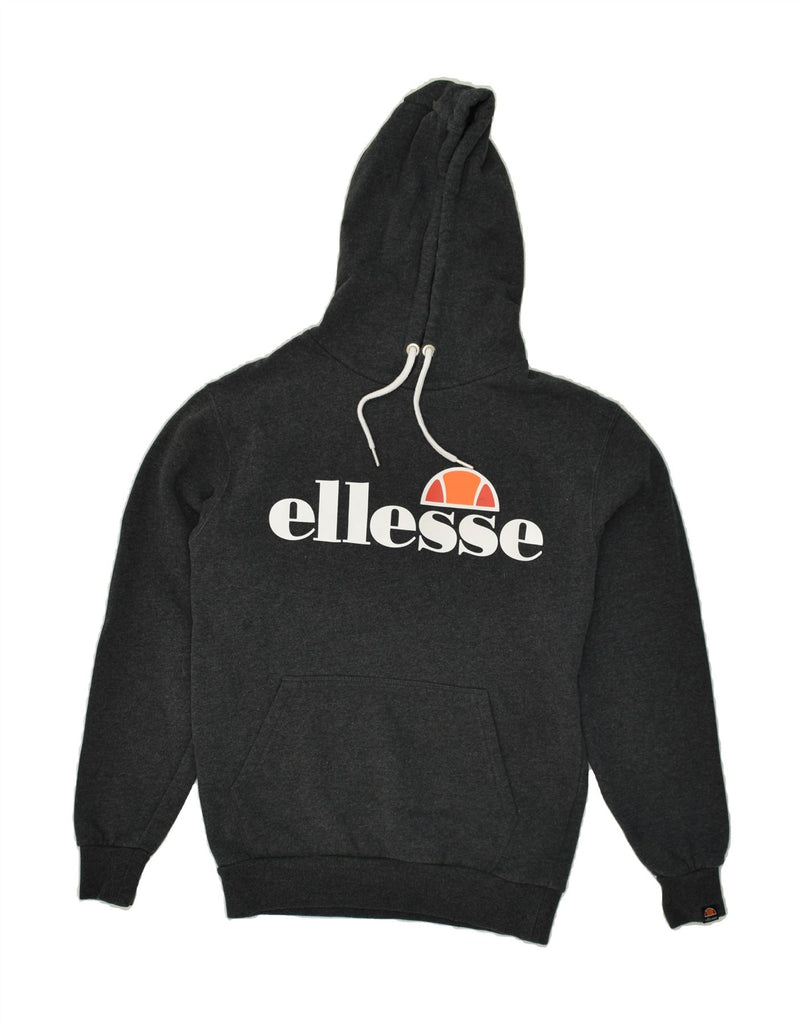 ELLESSE Womens Graphic Hoodie Jumper UK 10 Small Grey Cotton | Vintage Ellesse | Thrift | Second-Hand Ellesse | Used Clothing | Messina Hembry 