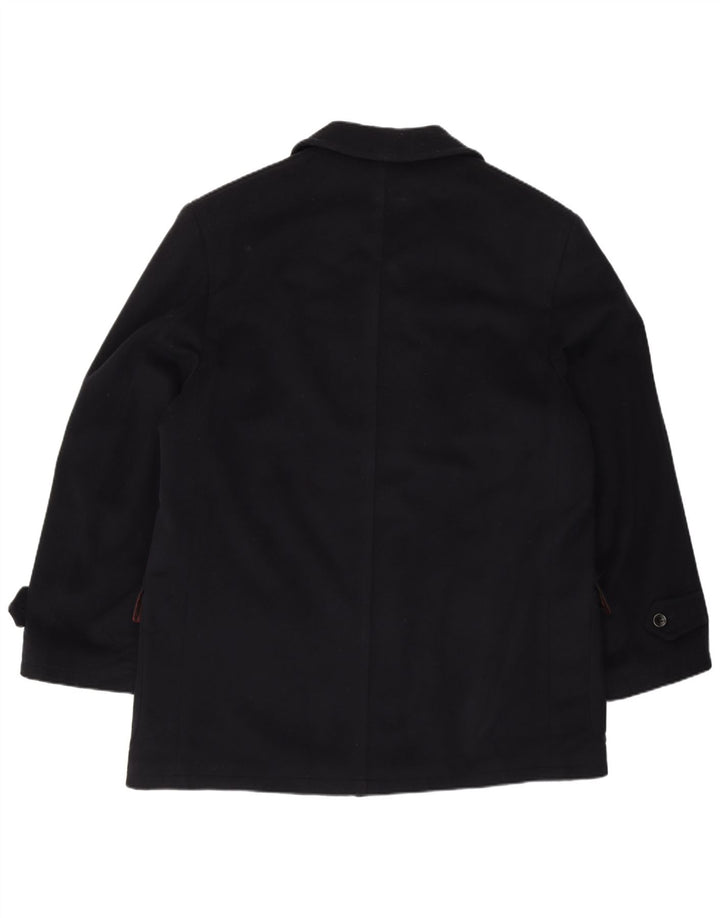 VINTAGE Mens Overcoat IT 52 XL Navy Blue Cashmere