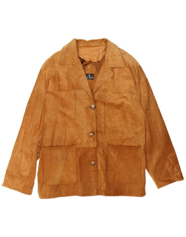 Vera Pelle Womens Oversized Suede Jacket IT 48 XL Beige Leather