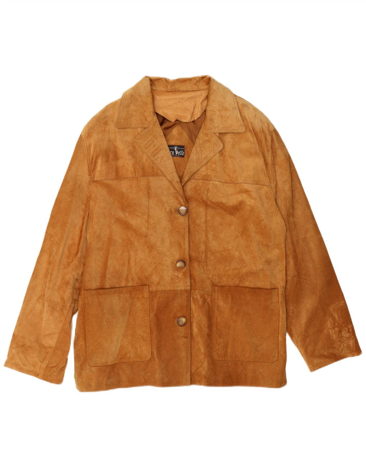 Vera Pelle Womens Oversized Suede Jacket IT 48 XL Beige Leather